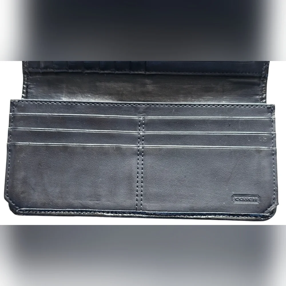 Coach Black and Gray Dotted Op Art Bifold Signature Wallet/clutch
